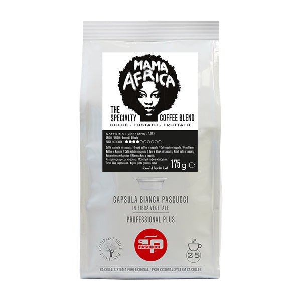 CAFEA MAMA AFRICA ÎN CAPSULA BIANCA PROFESSIONAL PLUS (25 BUC) – COSTUL UNEI CAPSULE ESTE 0.00 LEI